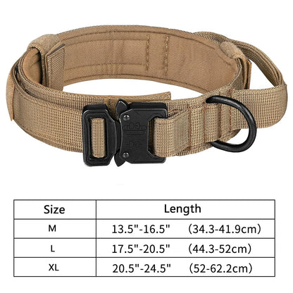 Tactical Dog Collar Adjustable Military Nylon Dog Collar with Control Handle Heavy Duty Metal Buckle for Medium Large Dogs