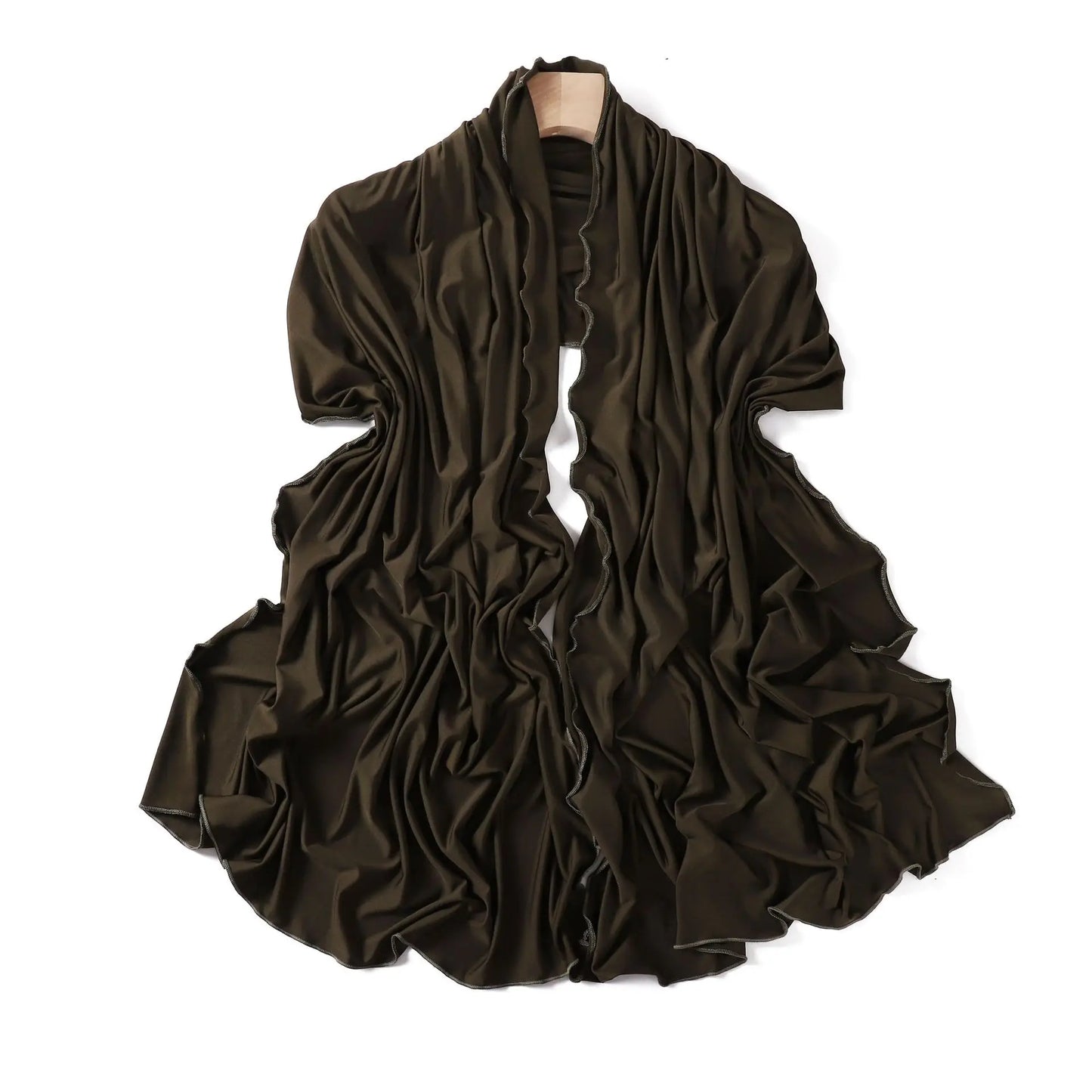 Luxury Wavy Edge Jersey Hijab for Women Solid Color Milk Silk Scarf Headscarf Autumn Shawl Stretchy Chiffon Scarf Ramanda