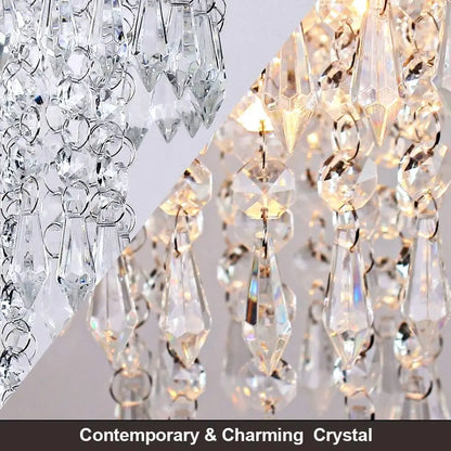 Small Crystal Chandelier Led Crystal Ceiling Lights 3 Tiers Crystal Raindrops Chandelier Pendant Lighting Fixture Decoration for Bedroom Hallway Living Room,Chrome, E26