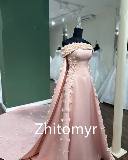 Customized Jiayigong Prom Satin Flower Wedding Party  Gown Strapless Bespoke Occasion  Long Dresses