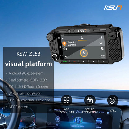 KSUN ZL58 Visual Vehicle Station Dual Cameras Touch-screen 4G POC Walkie Talkie NFC Car Radio Compatible with ZELLO APP
