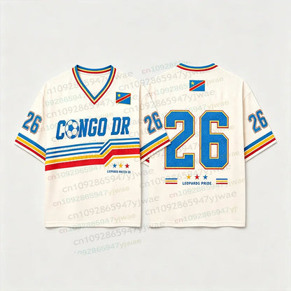 2026 DR Congo 3D Print Football Jersey Summer Round Neck Short Sleeve Jersey Hip Hop Streetwear Casual Men's And Women's Tshirt