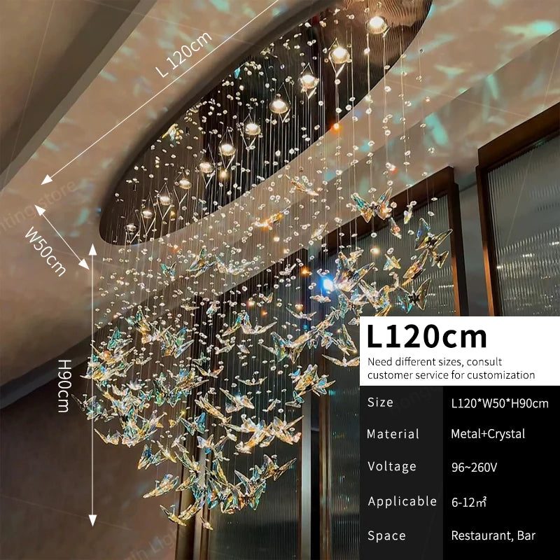 Crystal Chandelier Pendants Butterfly Chandelier Over the Table  Hanging Lights for Kitchen Island Living Room Pendent Lamp