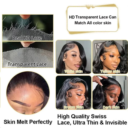 13x6 HD Lace Front Wig Human Hair Pre plucked 13x4 Human Hair Wigs 36 inch Bone Straight Lace Frontal Wig Glueless Wig For Women