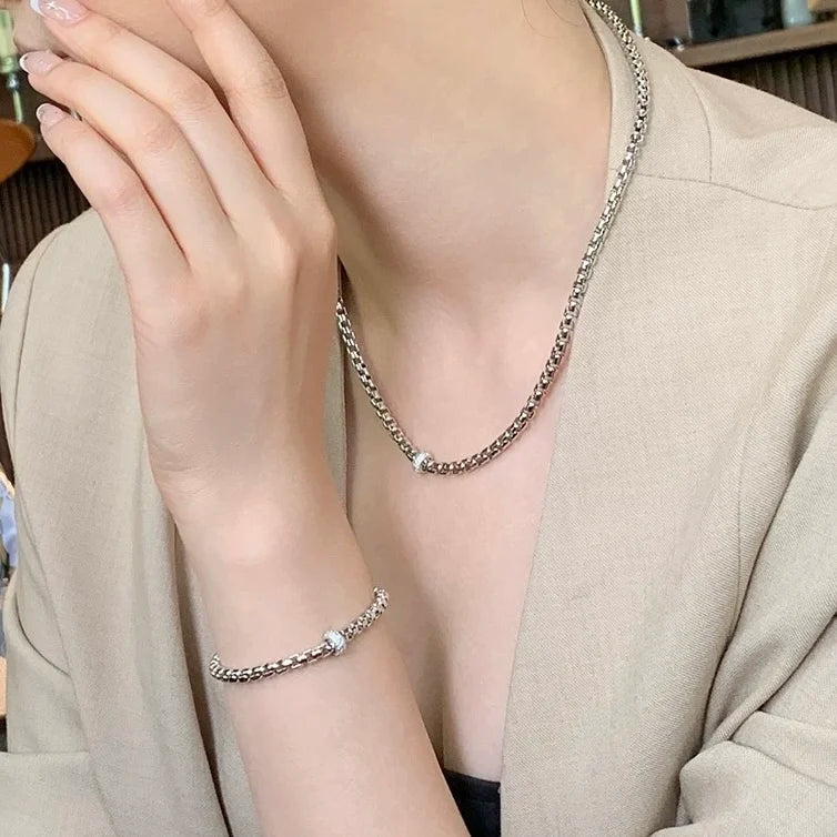Trendy Real 925 Sterling Silver Necklace For Women 5a Zircon Grape Vine Chain Pendant Luxury Design Fine Jewelry
