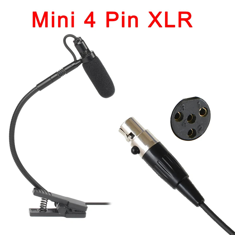 3 Pin 4 PIN Mini XLR Saxophone Microphone Supercardioid 3.5mm Trumpet Music Wind Instrument Sax Mic Horn IM-20