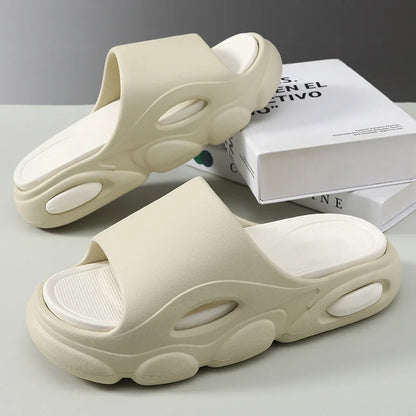 Comwarm New Men Summer Slippers Thick Sole House Non-slip Bathroom Shower Slides Outdoor Soft Cloud Fashion Beach Shoe Flip-flop