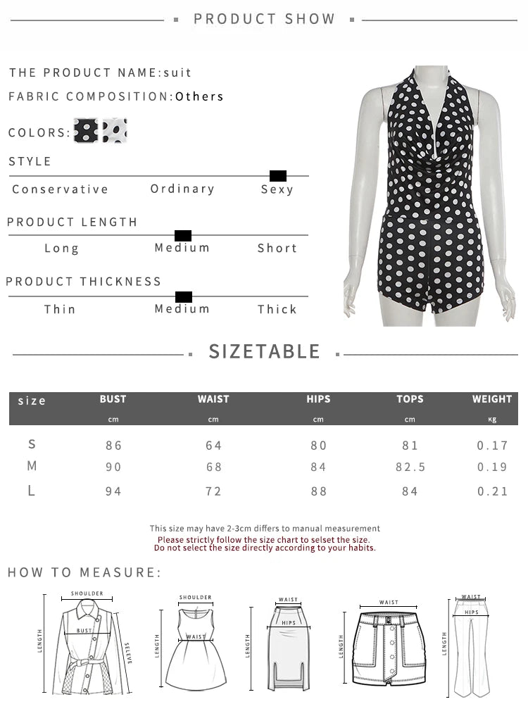 Nibber Wild Trend Romper Women Fashion Swing Collar Sexy Hottie Backless Polka Dot Print Halter Midnight Party Street Clubwear