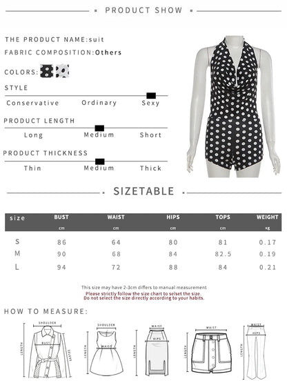 Nibber Wild Trend Romper Women Fashion Swing Collar Sexy Hottie Backless Polka Dot Print Halter Midnight Party Street Clubwear