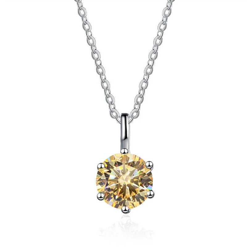 JOIAS HOME Silver S925 1ct D COLRO Moissanite Round Gemstone Pendant Necklace Simple and Elegant O-Chain Fashion Versatile