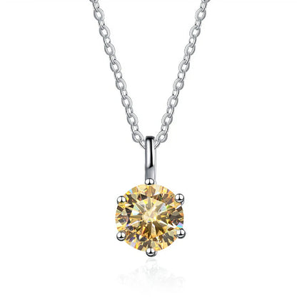 JOIAS HOME Silver S925 1ct D COLRO Moissanite Round Gemstone Pendant Necklace Simple and Elegant O-Chain Fashion Versatile