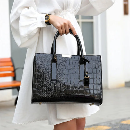 Patent Leather Women Messenger Bags Crocodile Female Crossbody Shoulder Hand Bags for Women High Quality Ladies Handbags