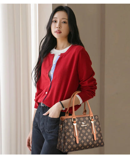 Luxury Women Handbag Fashion Print Large Capacity Shoulder Crossbody Bag Leisure Designer Soft Leather Ladies Purses and Handbag