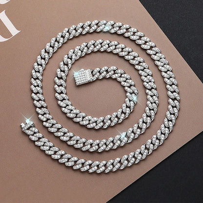8mm Real Moissanite Cuban Link Necklace Bracelet for Men Women 925 Sterling Silver Lab Diamond Neck Chains Hip Hop Jewelry GRA