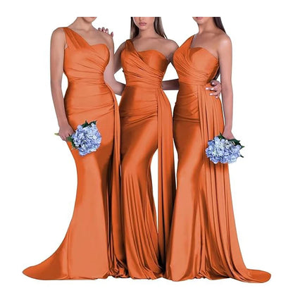 One Shoulder Mermaid Bridesmaid Dresses Corset Back Formal Evening Party Gowns 2026 Prom Graduation Dress Customized