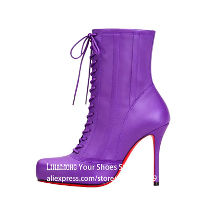 Crepe Square Toe Booties Novelty Designer Ballerina Style Ankle Boots Elegant Women's Stiletto Boots Custom Satin Leather Boots
