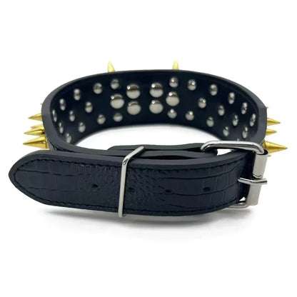 Spiked Dog Collar And Leash Set, Rivet Leather Dog Collar Adjustable Dog Collar For Outdoor Walking