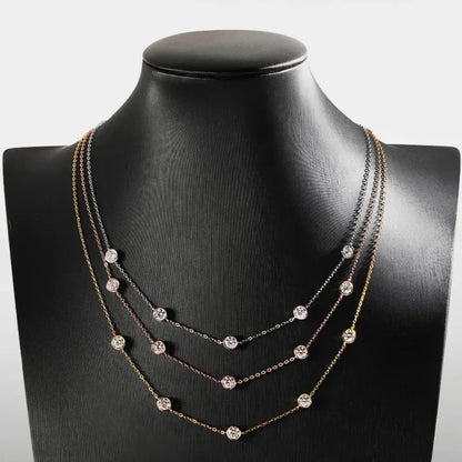 GRA Certified 5mm Moissanite Necklace for Women 925 Sterling Silver Clavicle Chain Round Bezel Set Diamond Choker Party Jewelry