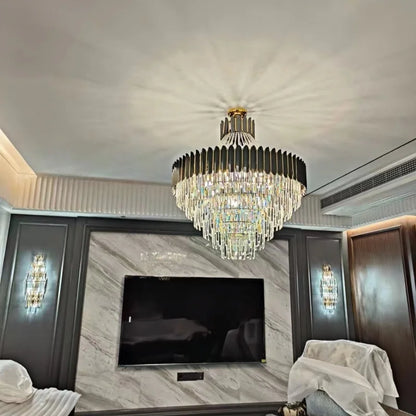 Home Deco Crystal Collection LED Black Gold Chandelier Lighting Lustre Hanging Lamp Suspension Luminaire Lampen For Dinning Room