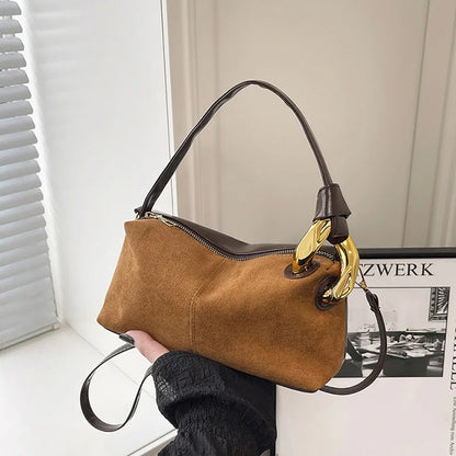 New Matte Suede Women's Shoulder Bag For Gift, Ladies Fashion Handbags Crossbody Bags For Daily Used