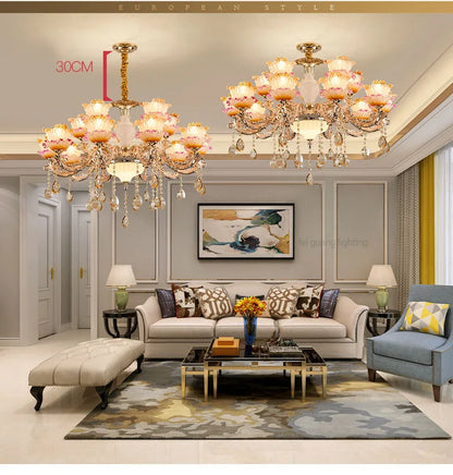 New Bedroom Chandelier  European Luxurious Atmospheric Lighting Fixture Home Living Room Dining Room Light Luxury Crystal Lamps