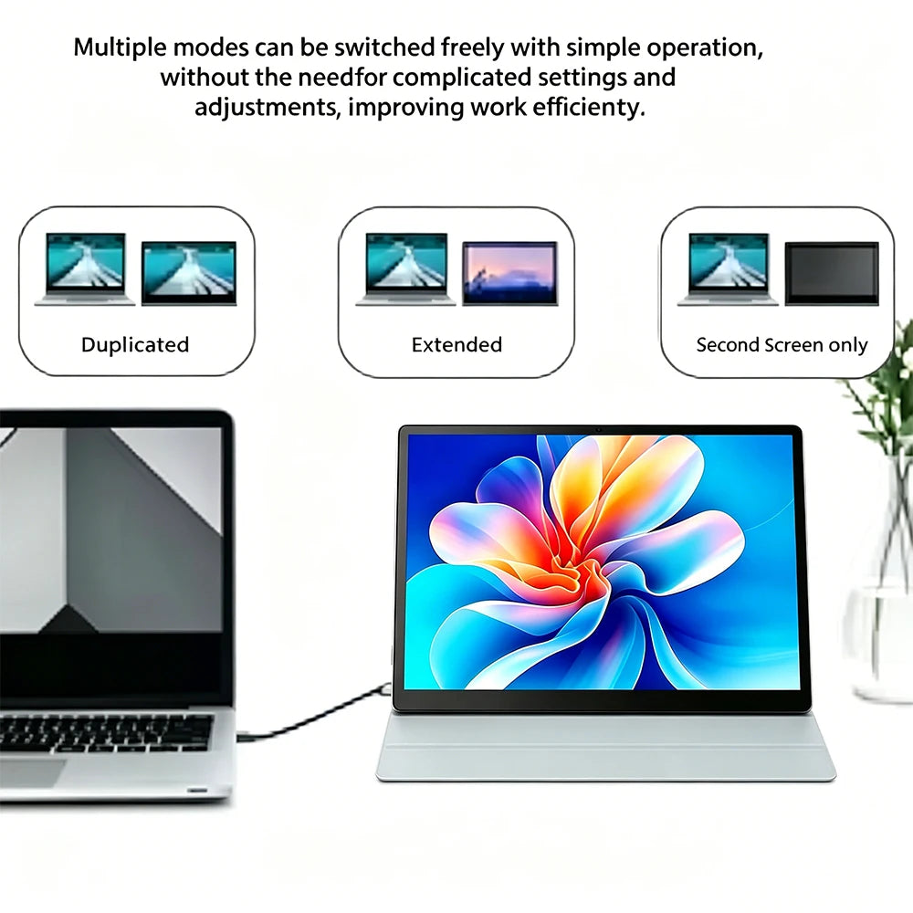 10.5'' FHD Portable Monitor Touch Screen External Monitor with Leather Case for Laptop Macbook Smart Phone Xbox gaming