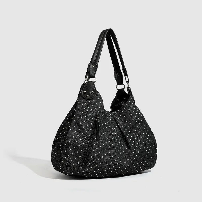 Fashionable Vintage Messenger Bags New Polka Dot Handbag Korean-style Large-capacity Tote Bags Versatile Comfortable Casual Bags