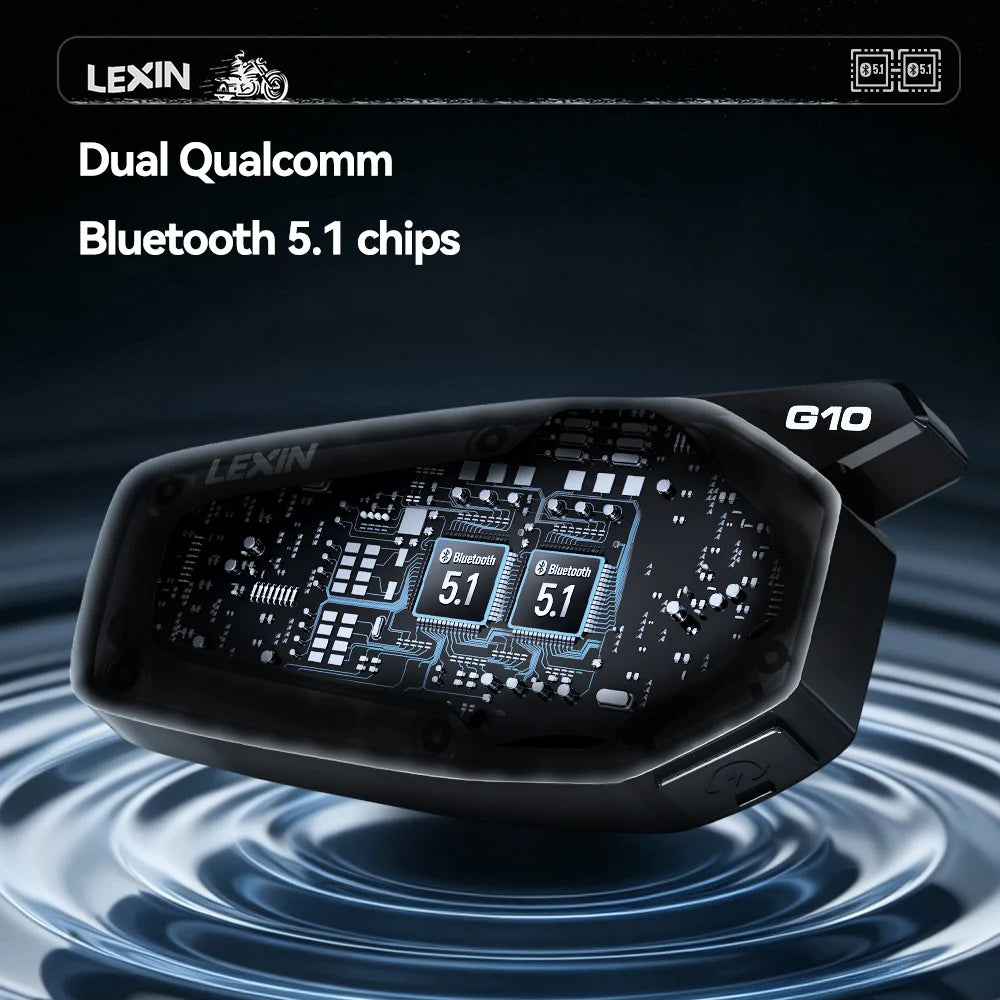 NEW-LEXIN G10 Motorcycle Helmet Intercom,8 riders Dual Qualcomm Bluetooth 5.1 intercom,Parallel Audio- intercom and stream music