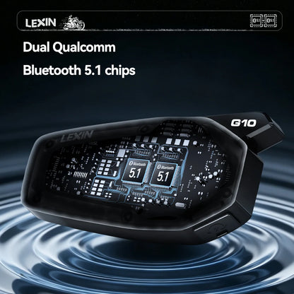 NEW-LEXIN G10 Motorcycle Helmet Intercom,8 riders Dual Qualcomm Bluetooth 5.1 intercom,Parallel Audio- intercom and stream music