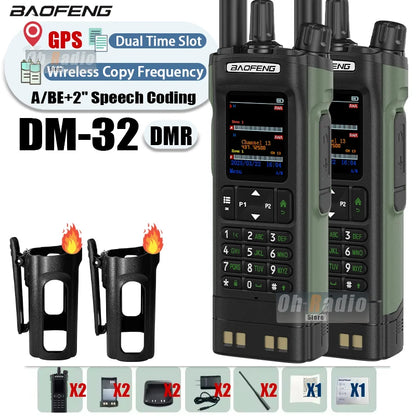 BAOFENG DM-32 Walkie Talkie With Belt Holster DMR Radio Digital GPS APRS AES256 Type-C Vox 4000CH DualMode Analog Dual Time Slot