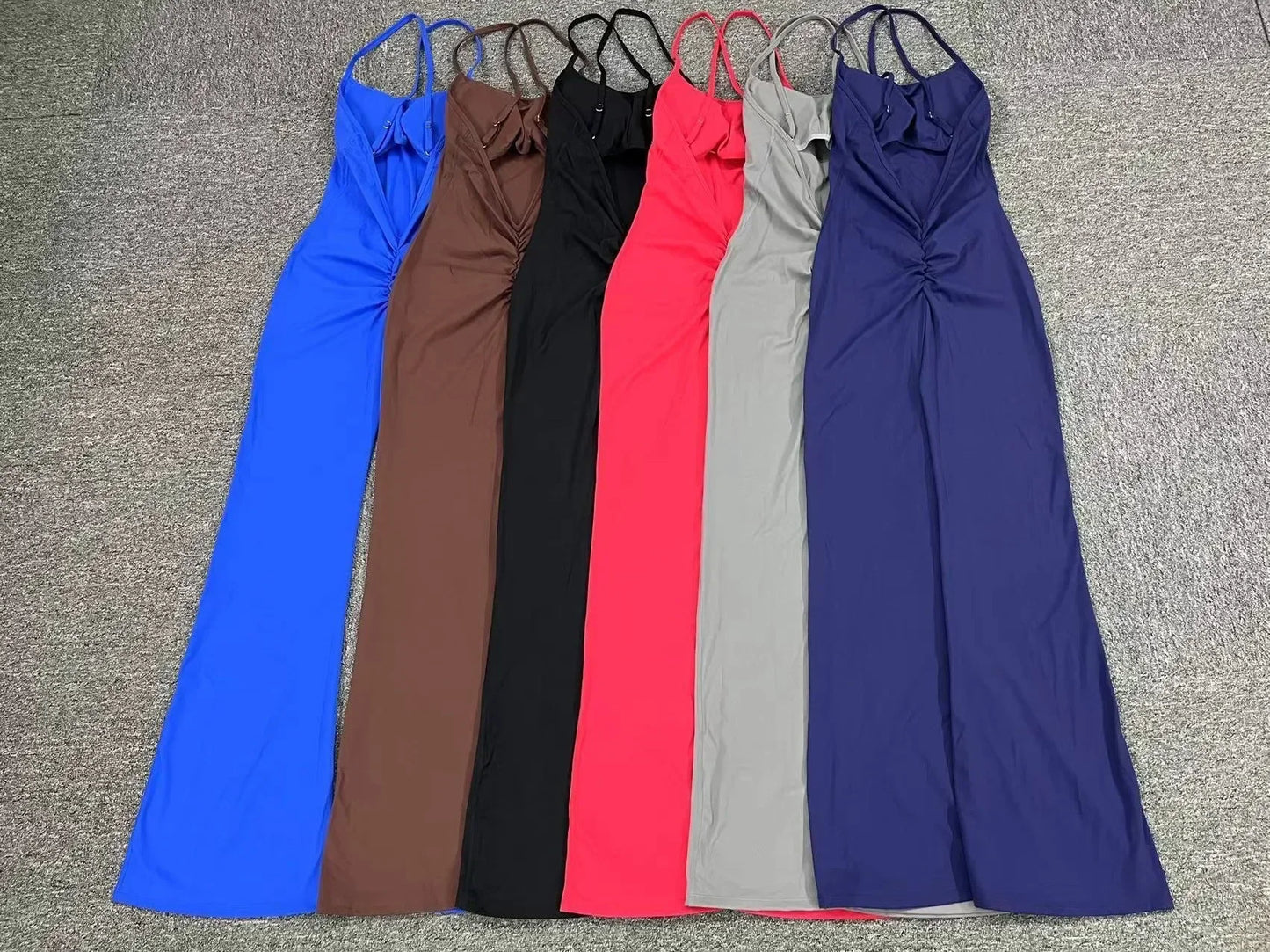 Sports Overalls for Women Sportswear Flared Jumpsuit Woman Padding Jumpsuits Gym Combinaison Femme Coffee Gray Navy Blue Red