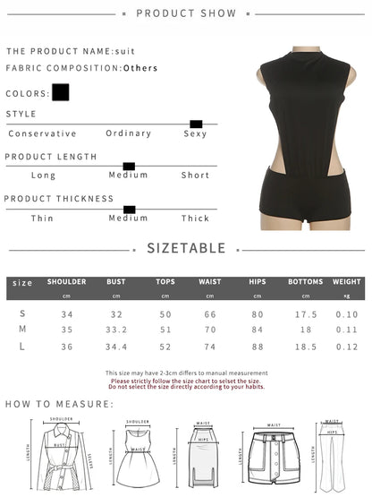 Weird Puss Coquette Women Playsuit Sleeveless Hipster Sexy Ruched Shoulder Side Split Solid Stretch Midnight Clubwear Romper
