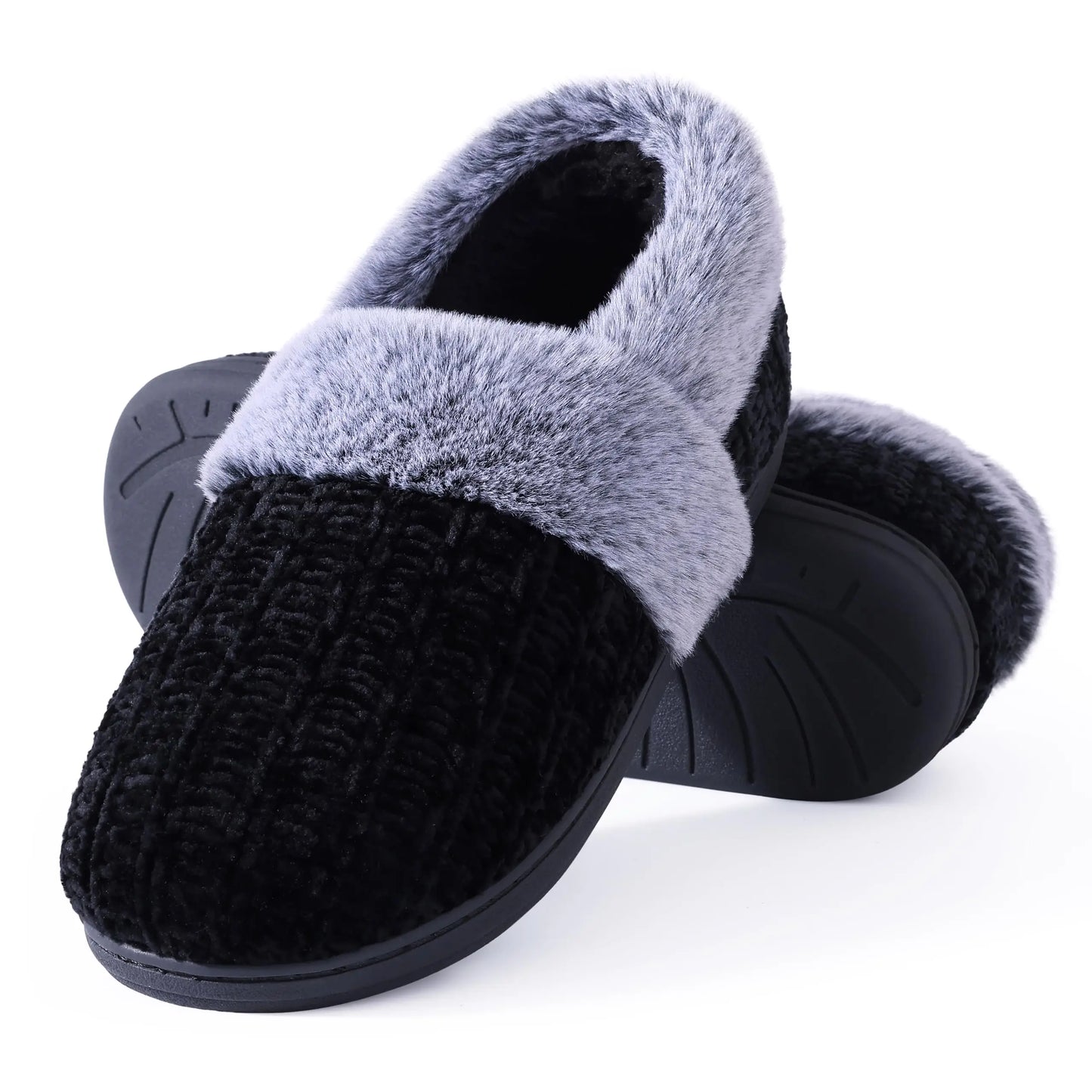 Pallene Winter Women's Fur Slippers Soft Sole Memory Foam Indoor Cotton Shoes Plush Lining Knit Slides Fluffy Men House Slippers