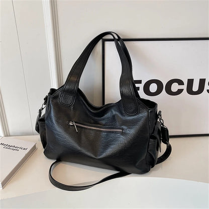 New Large Capacity Soft Leather Women's Handbag Fashion Trend Designer Women Shoulder Bag Simple Retro Female Travel Bags Sac