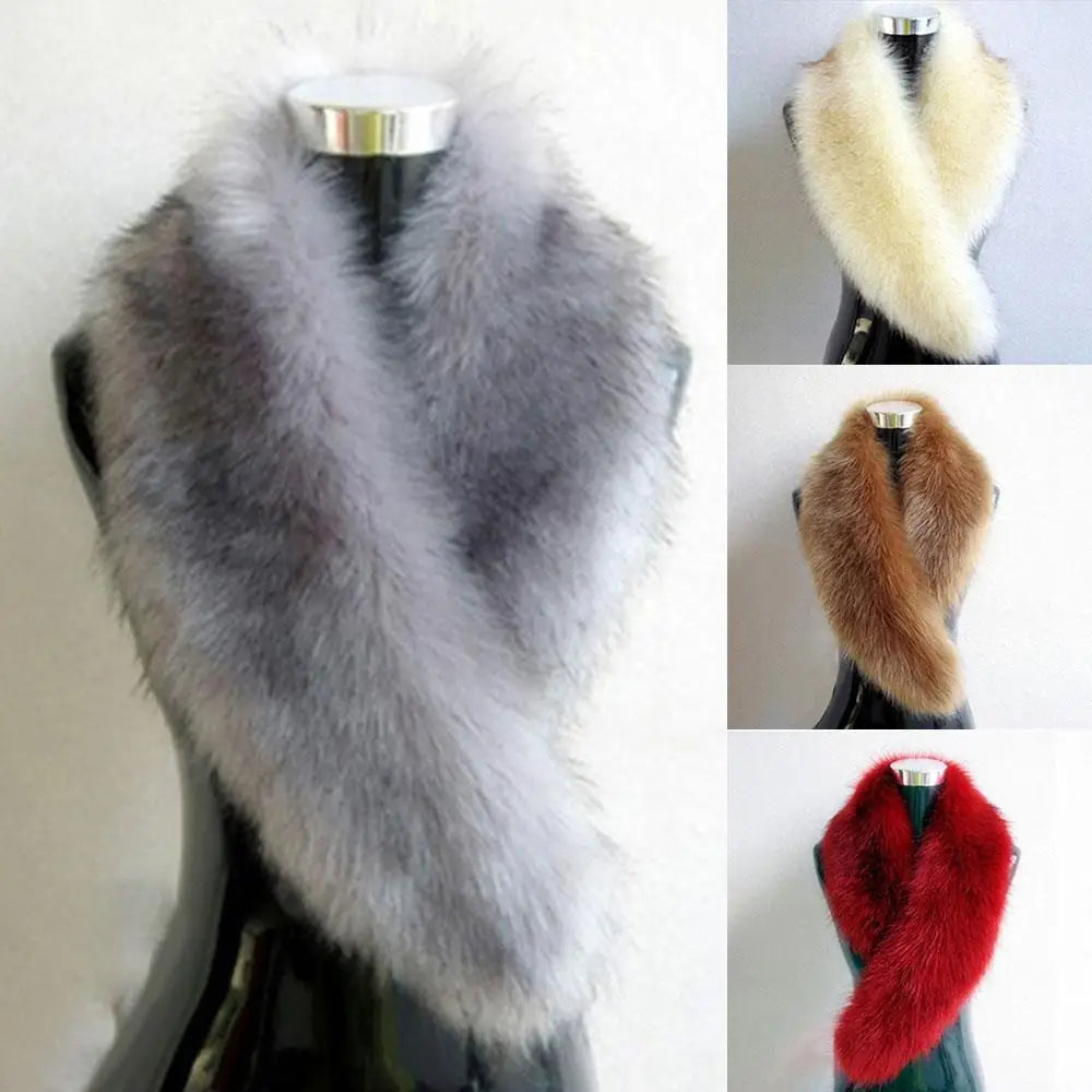 Hood Fur Scarf Imitation Fur Shawl Fake Collar Wrap Winter Scarf Large Winter Fur Collar Thick Neck Warmer Scarf Woman Luxury