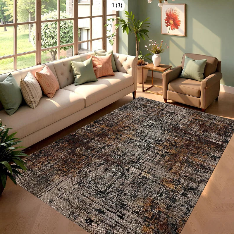 Modern Abstract Geometric Pattern Carpet Grey and Silver Area Rug for Living Room Bedroom Cozy Home Decor Floor Mat