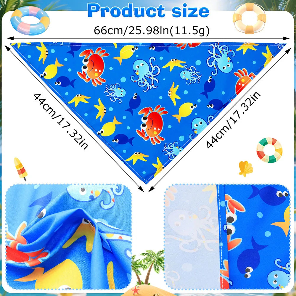 50pcs Pet Dog Bandana Fashion Ocean Style Bandans Scarf For Small Dogs Cats Adjustable Dogs Puppy Bibs For Dog Grooming