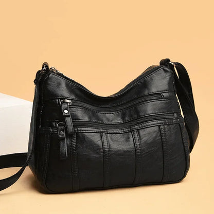 Fashion Soft Leather Crossbody Bags for Women 2026 Casual Female Multi Pocket Messenger Bags Retro Handbags Ladies Shoulder Bags