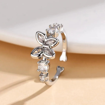 925 Sterling Silver Ring Heart AAA Zircon Open adjustable Engagement For Women Wedding Fashion Jewelry Party Gifts