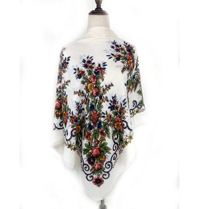 120*120cm Breathable Thin Russian Square Scarf Women Luxury Floral Print Bandana Shawl Foulard Female Beach Scarves Wraps