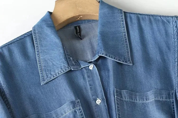 Jumpsuits Women Denim One Piece Turn Down Collar Short Sleeve Loose Casual Wide Leg Long Pants Overalls Tight Waist Rompers