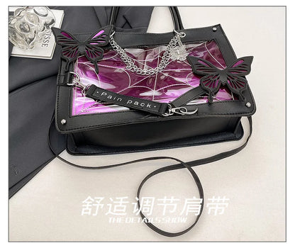 Sweet Y2k Lolita Butterfly Chain Shoulder Bags Trendy Gothic Harajuku Ita Bag Japanese Chic Women Transparent Handbags Crossbody