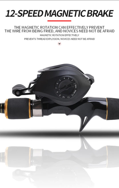 Max Drag 12kg Left/Right Hand Baitcasting Reel High Speed 7.2:1 Gear Ratio Fresh Saltwater Magnetic Brake System Ultralight Reel
