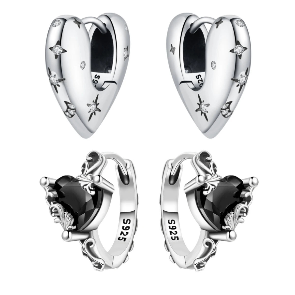 925 Sterling Silver Star Moon Heart Shape Earrings Jewelry Versatile Hoop Earrings For Women Jewelry Fine Birthday Party Gifts