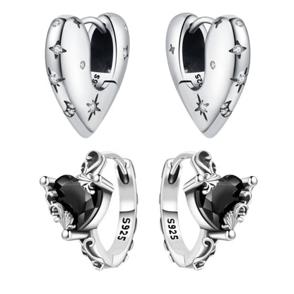 925 Sterling Silver Star Moon Heart Shape Earrings Jewelry Versatile Hoop Earrings For Women Jewelry Fine Birthday Party Gifts