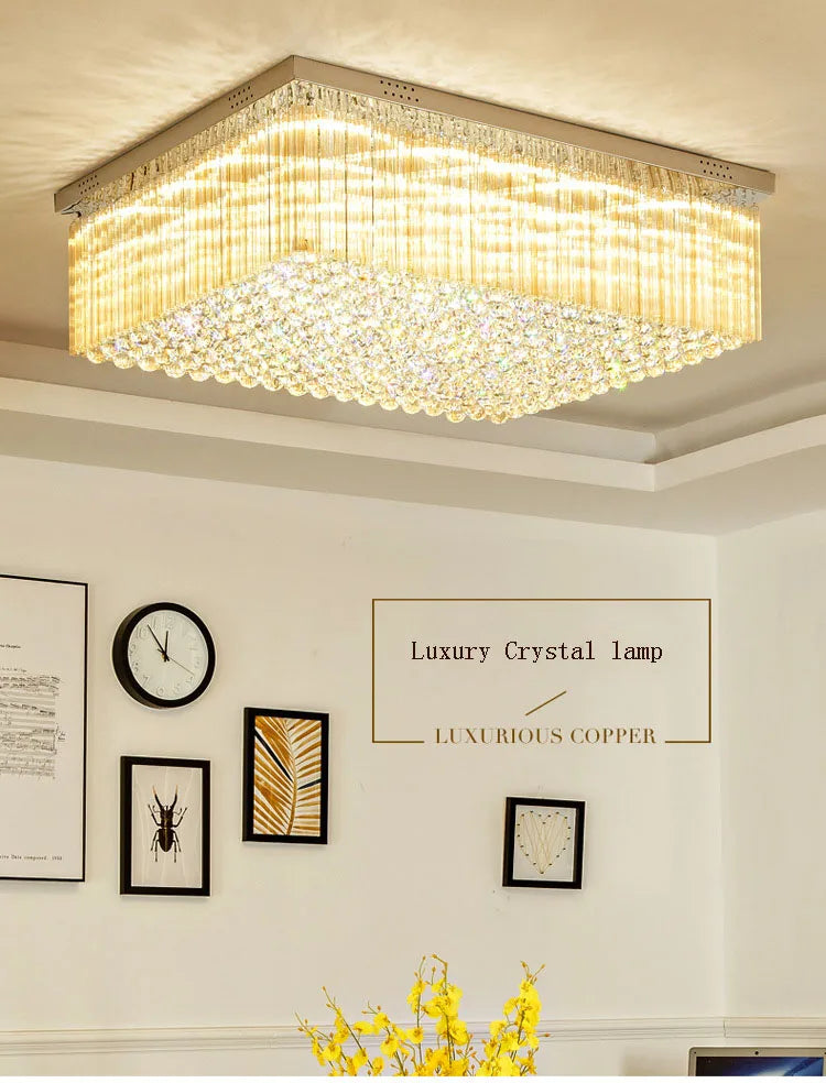 K9 Crystal Ceiling Lights LED Modern Lamps Luxury Chandelier Living Room Dining Bedroom Rectangle LED Lighting Hotel Mall Shop