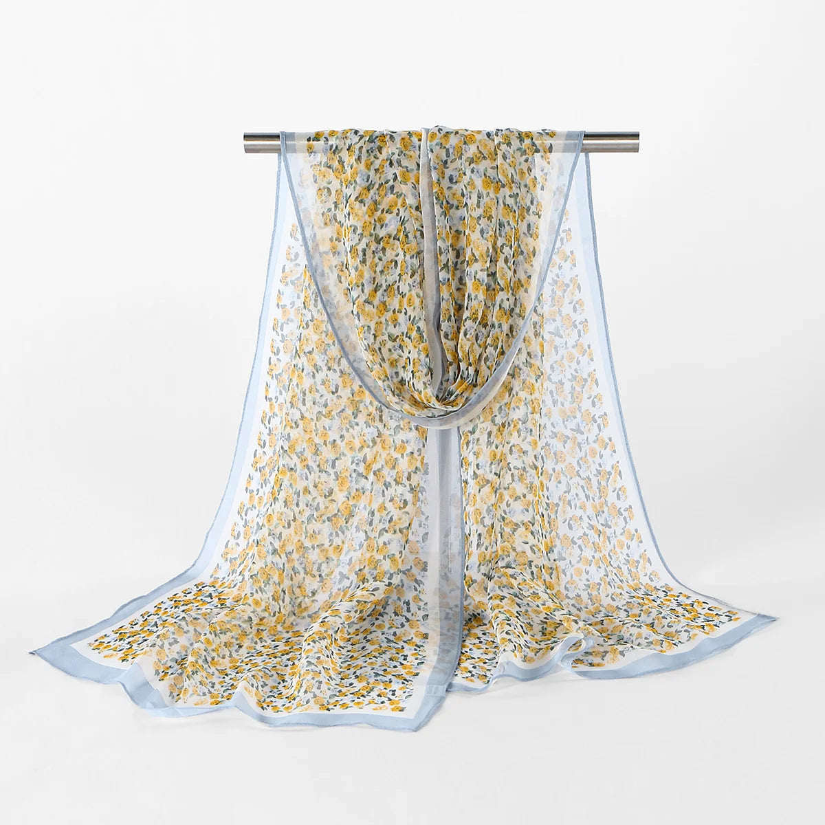 New Fashion Women Georgette Hijab Scarf Floral Printed Long Shawl Spring Summer Thin Beach Sunscreen Shawl Bandana 160*50cm