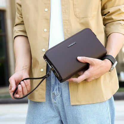Leather Wallet FL-V1 Men Business Clutch Bag Smart Fingerprint Lock Security Anti Theft Handbag Black Safety Men Wallet сумка 가방