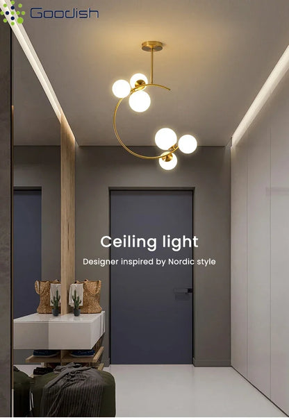 Medieval Bauhaus Gold Glass Ball Bubble Hanging LED Pendant Lights Creative Forged Lamps for Bedroom Home Decoration Chandelier