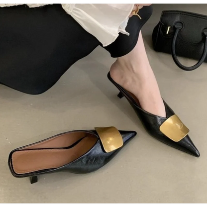 Luxury Women Slippers High Heels Mules Shoes Pointed Toe Heeled Sandals Elegant Party Slides Summer Designer Mujer Zaoatos